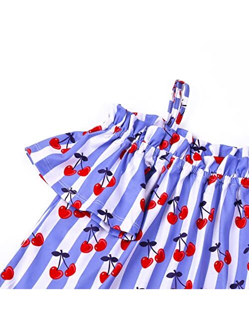 Mirawise Girls Tee Cold Shoulder Ruffle Top Off Shoulder Shirts Summer T-Shirt 6-13Y