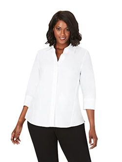 Women's Plus-Size Non-Iron Three-Quarter Sleeve Shirt