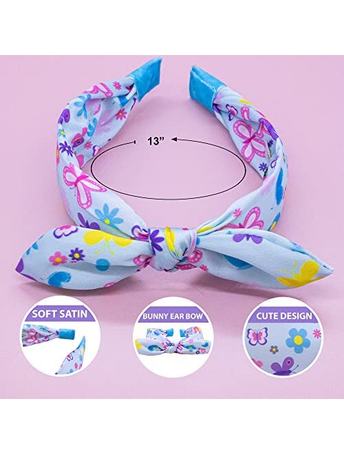 FROG SAC Rabbit Ear Headband for Girls, Knotted Toddler Bow Headbands for Kids, Cute Child Butterfly Knot Hair Bands for Toddlers, Hard Flower Head Band for Children, Dai