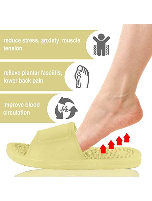 Svatao Acupressure Massage Slippers Reflexology Therapy Shoes Plantar Fasciitis Arthritis Neuropathy Pain Relief Acupuncture Slippers Non-Slip Massage Sandals Women,Gifts