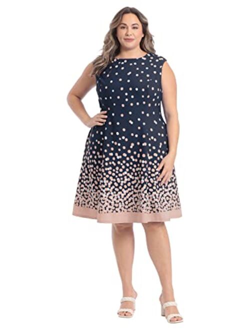 London Times Women's Ombre Dots Fit and Flare Dress