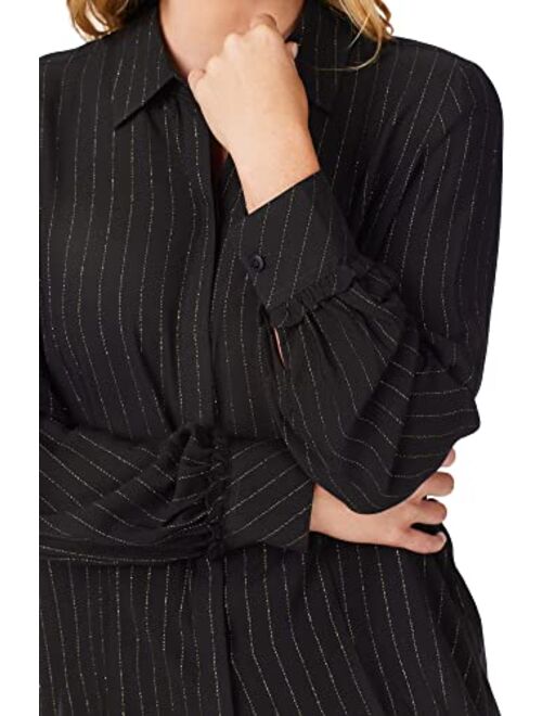 Foxcroft Women's Mason Long Sleeve Metallic Stripe Blouse