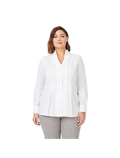 Foxcroft Women's Alice Long Sleeve Solid Stretch Blouse