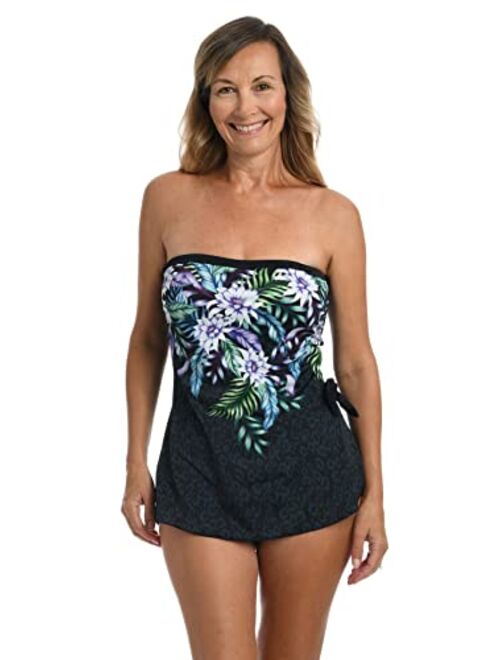 Maxine Of Hollywood Bandeau Sarong One Piece Swimsuit
