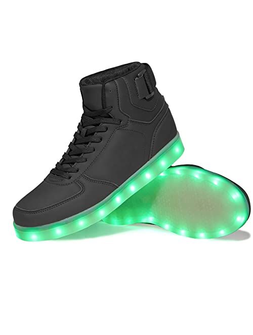 DIYJTS Kids LED Light Up Shoes, Fashion High Top LED Sneakers USB Rechargeable Glowing Luminous Shoes for Boys Girls Toddler Child