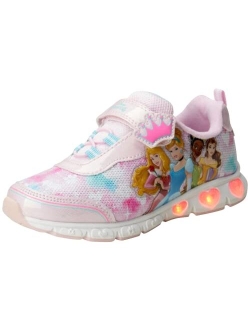 Girls Princess Shoes - Slip On Laceless Light-Up Sneakers: Ariel, Snow White, Belle, Rapunzel, Moana, Cinderella (6T-12)