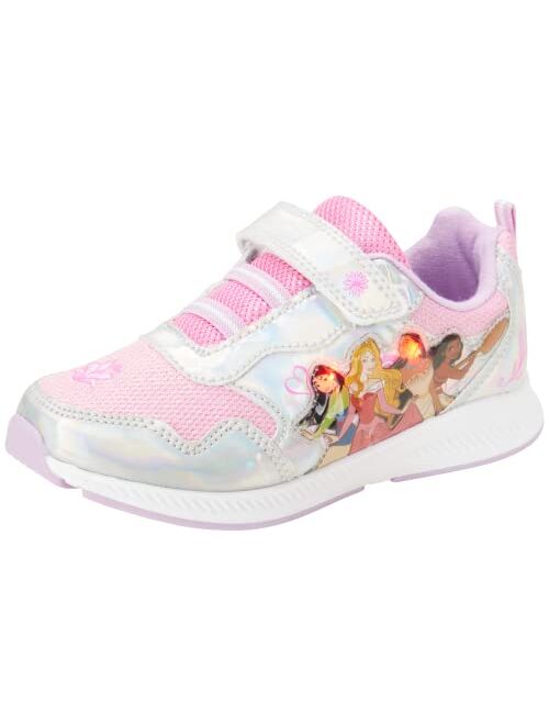 Disney Girls Princess Shoes - Slip On Laceless Light-Up Sneakers: Ariel, Snow White, Belle, Rapunzel, Moana, Cinderella (6T-12)