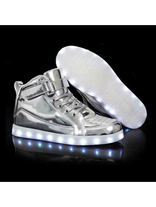 IGxx LED Light Up Shoes for Kids High Top Sneakers Lights Shoes for Boys Gilrs USB Charging Flashing Luminous Trainers for Festivals, Thanksgiving, Christmas, New Year, P