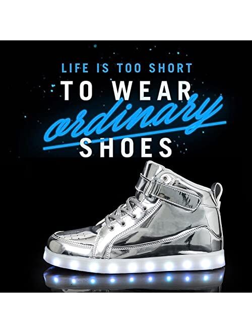 IGxx LED Light Up Shoes for Kids High Top Sneakers Lights Shoes for Boys Gilrs USB Charging Flashing Luminous Trainers for Festivals, Thanksgiving, Christmas, New Year, P