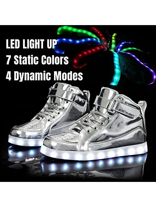 IGxx LED Light Up Shoes for Kids High Top Sneakers Lights Shoes for Boys Gilrs USB Charging Flashing Luminous Trainers for Festivals, Thanksgiving, Christmas, New Year, P