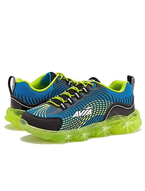 Avia Ignite Slip On LED Light Up Boys' Sneakers - Lightweight Tennis, Athletic, Running Shoes for Boys - Little Kid Sizes 11-3