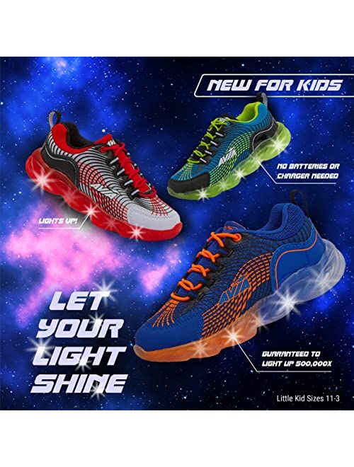 Avia Ignite Slip On LED Light Up Boys' Sneakers - Lightweight Tennis, Athletic, Running Shoes for Boys - Little Kid Sizes 11-3