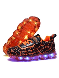 YUNICUS Kids Light Up Shoes Led Flash Sneakers with Spider Upper USB Charge for Boys Girls Toddles Best Gift for Birthday Thanksgiving Christmas Day