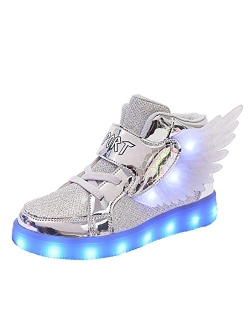 BFOEL Kids Light up Shoes LED USB Charging Flashing High-top Wings Sneakers Boys Girls Trainers for Festivals Halloween Christmas New Year Party Great Gift