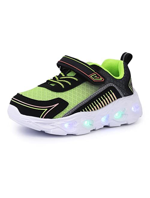 SPR&JOY Toddler Boys Girls Light Up Shoes, Lightweight Breathable Anti-Slip, Led Flashing Sport Sneakers for Toddler/Little Kids