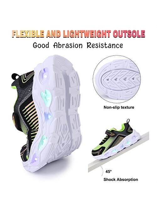 SPR&JOY Toddler Boys Girls Light Up Shoes, Lightweight Breathable Anti-Slip, Led Flashing Sport Sneakers for Toddler/Little Kids