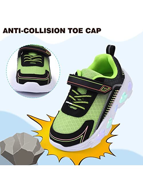 SPR&JOY Toddler Boys Girls Light Up Shoes, Lightweight Breathable Anti-Slip, Led Flashing Sport Sneakers for Toddler/Little Kids
