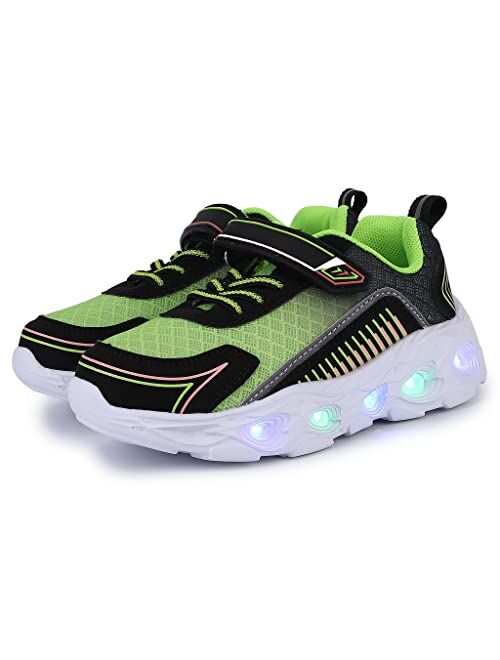 SPR&JOY Toddler Boys Girls Light Up Shoes, Lightweight Breathable Anti-Slip, Led Flashing Sport Sneakers for Toddler/Little Kids
