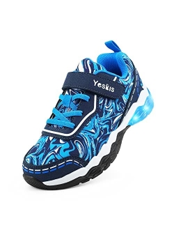 YESKIS Toddler Boys Girls Light Up Shoes LED Flashing Lightweight Mesh Breathable Adorable Running Sneakers for Toddler and Little Kid