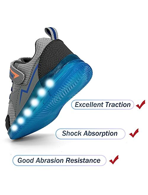 YESKIS Toddler Boys Girls Light Up Shoes LED Flashing Lightweight Mesh Breathable Adorable Running Sneakers for Toddler and Little Kid
