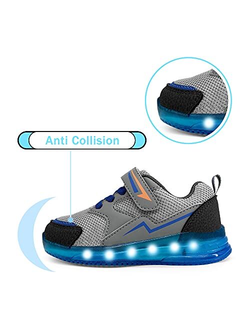 YESKIS Toddler Boys Girls Light Up Shoes LED Flashing Lightweight Mesh Breathable Adorable Running Sneakers for Toddler and Little Kid