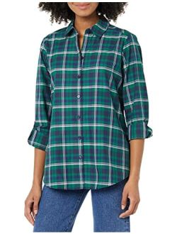 Women's Zoey Long Sleeve with Roll Tab Blackwatch Plaid Blouse