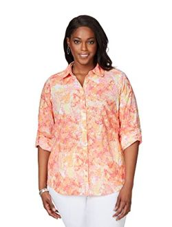 Women's Zoey Long Sleeve with Roll Tab Starburst Blouse