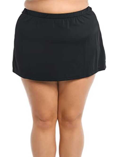 Maxine Of Hollywood Women's Plus Size Mid Rise Skirted Bikini Swimsuit Bottom