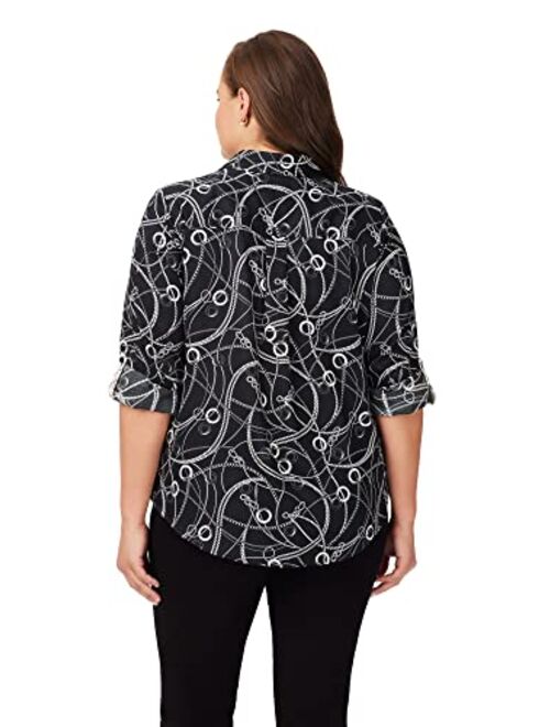 Foxcroft Women's Charlie Long Sleeve with Roll Tab Charmed Blouse