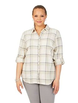Women's Charlie Long Sleeve with Roll Tab Frost Plaid Blouse