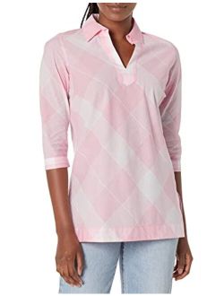Women's Angel 3/4 Sleeve Mix Gingham Blouse