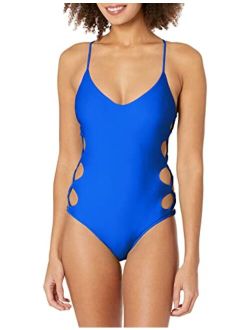 Smoothies Crissy Solid One Piece Swimsuit with Strappy Side Detail, Smoothies Snow, Large