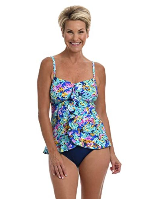 Maxine Of Hollywood Women's Ruffle Front Tankini Swimsuit Top