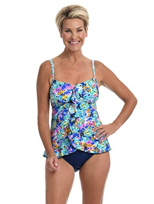 Maxine Of Hollywood Women's Ruffle Front Tankini Swimsuit Top