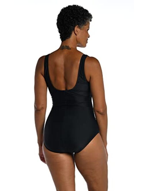 Maxine Of Hollywood Women's Standard Side Shirred Girl Leg One Piece Swimsuit