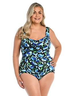 Women's Shirred Front Girl Leg One Piece Swimsuit