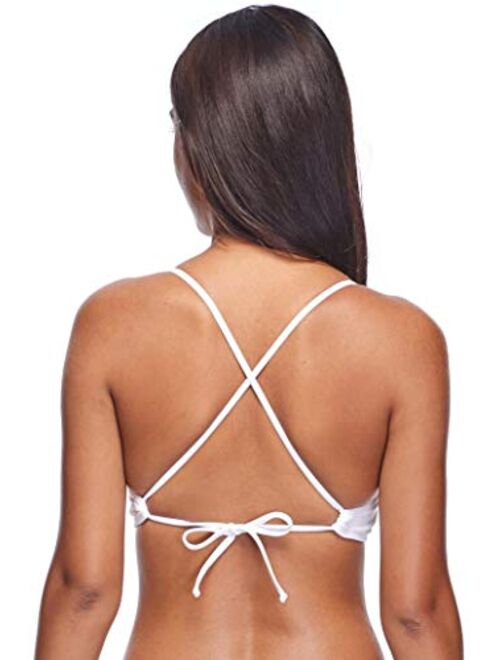 Body Glove Women's Smoothies Mika Solid Halter Triangle Bikini Top Swimsuit with Cross Tie Back