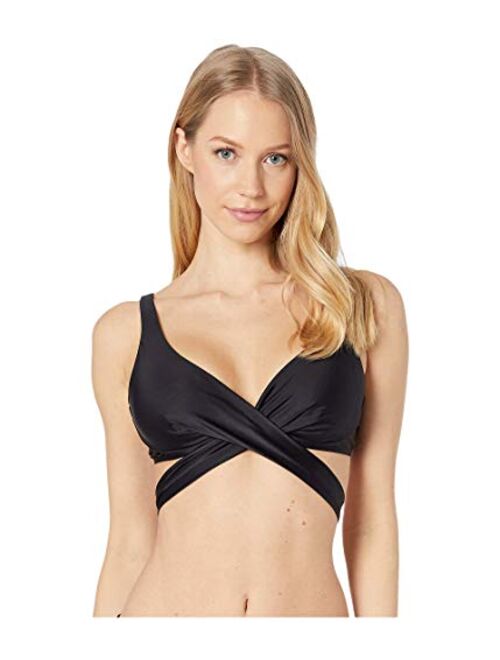 Body Glove Women's Standard Smoothies Orla Solid Hidden Uw Bikini Top Swimsuit with Crossover Neckline