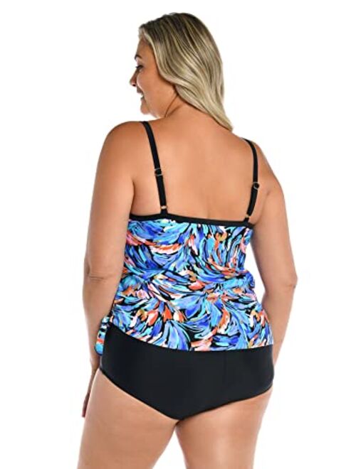 Maxine Of Hollywood Scoop Neck Faux Side Tie One Piece Swimsuit