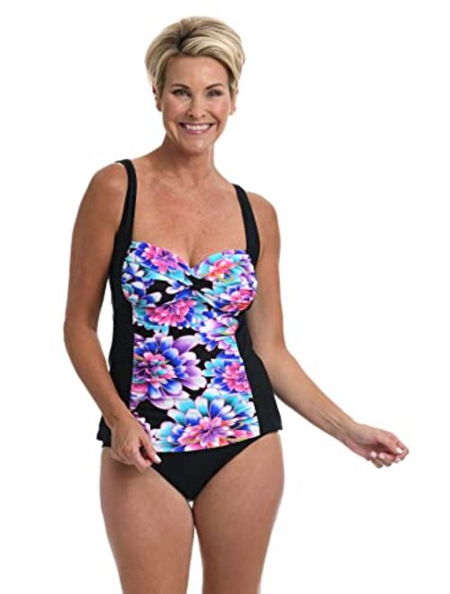 Maxine Of Hollywood Over The Shoulder Shirred Tankini Swimsuit Top