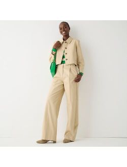 Collection pleated wide-leg pant in trench canvas