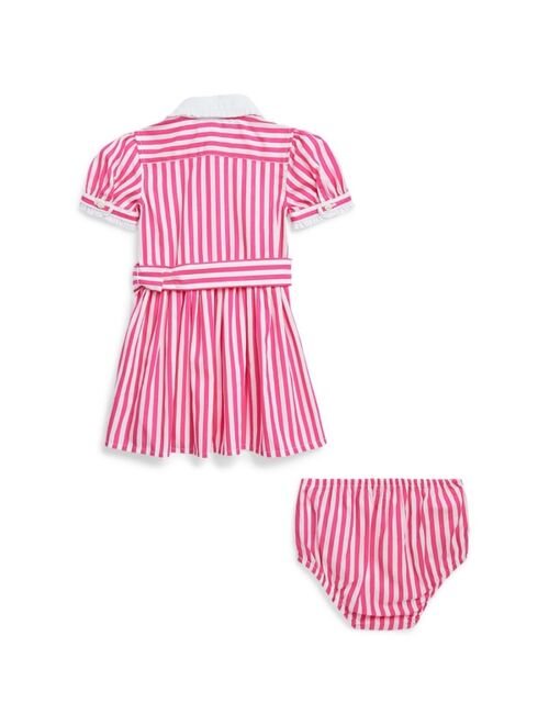 POLO RALPH LAUREN Baby Girls Belted Cotton Shirtdress and Bloomer, 2 Piece Set