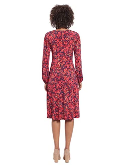 London Times Women's Smocked Empire Waist Fit and Flare Dress