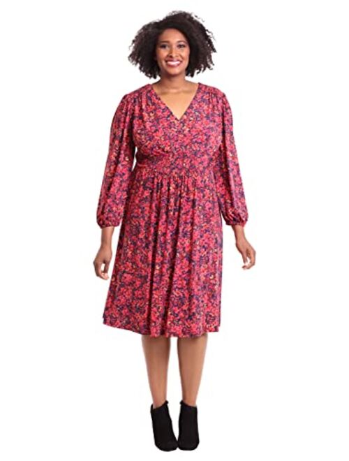 London Times Women's Smocked Empire Waist Fit and Flare Dress