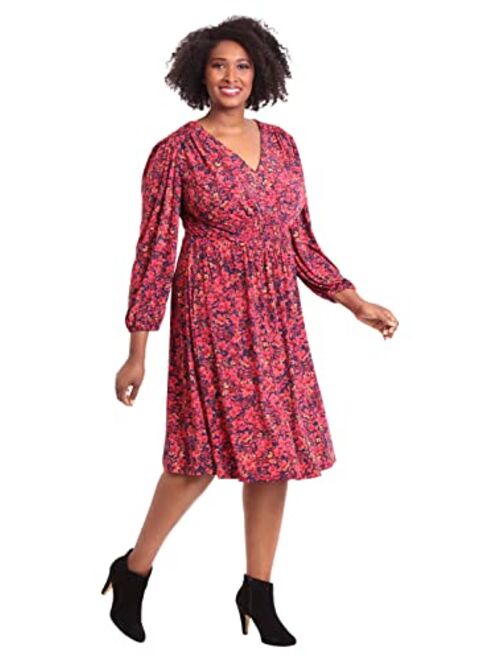 London Times Women's Smocked Empire Waist Fit and Flare Dress