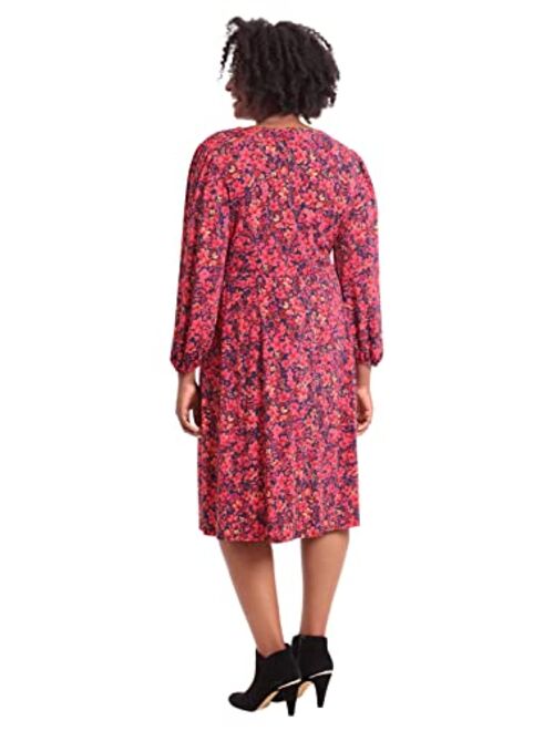 London Times Women's Smocked Empire Waist Fit and Flare Dress