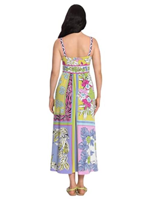 London Times Women's Floral Printed Cami Maxi Dress with Slit