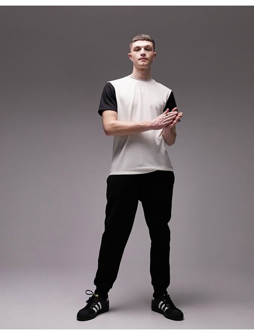 Topman classic fit tipped t-shirt with contrast sleeves in ecru