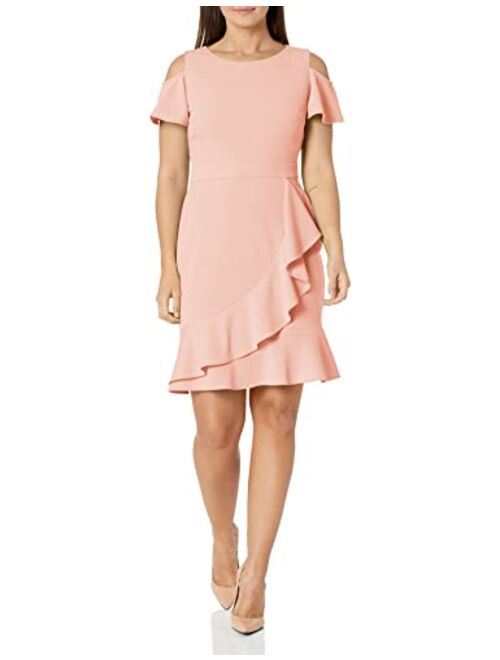 London Times Women's Cold Shoulder Flounce Dress Guest of Date Night Occasion