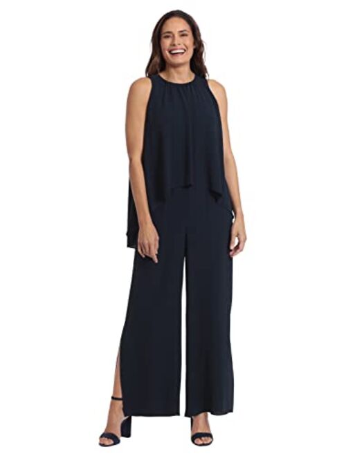 London Times womens Jewel Neck High Low Popover Jumpsuit